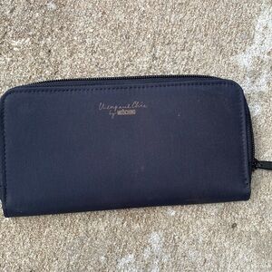 Cheap and Chic by Moschino black vinyl full zip wallet